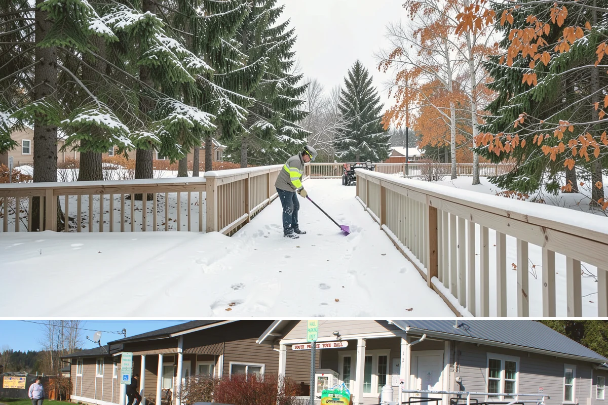 Fire Station Snow Removal in South Prairie, Pierce County, WA - Stations need dependable readiness November through February, especially during overnight cold snaps.