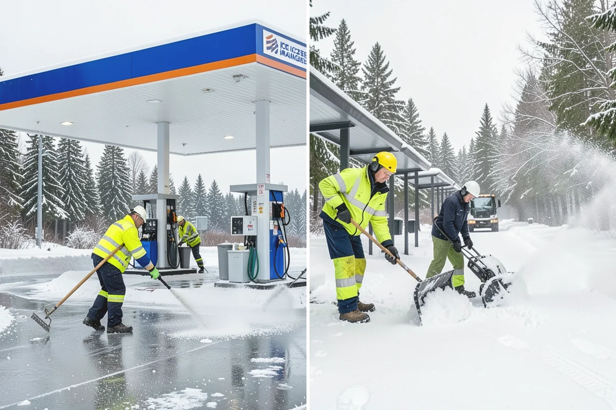 Fire Station Snow Removal in Steilacoom, Pierce County, WA - Map apparatus aprons, crew parking, and fuel access