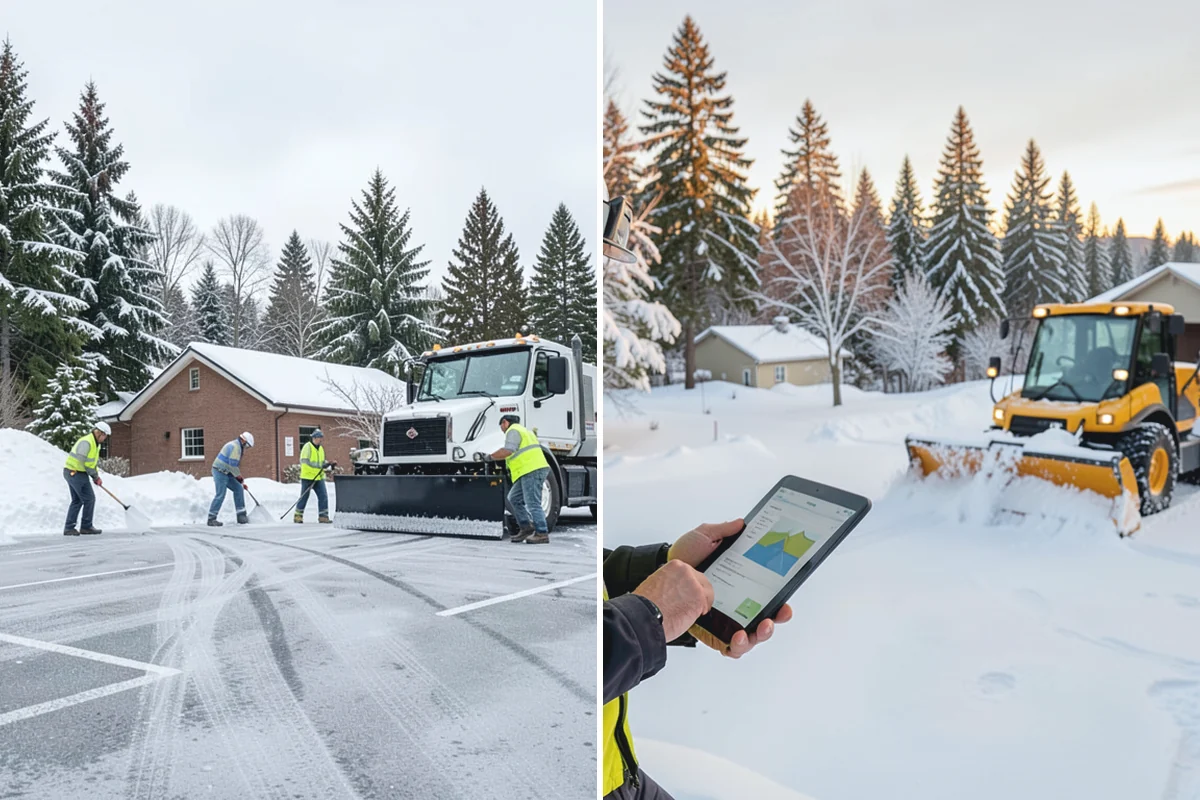 Fire Station Snow Removal in Woodinville, King County, WA - Map apparatus aprons, crew parking, and fuel access
