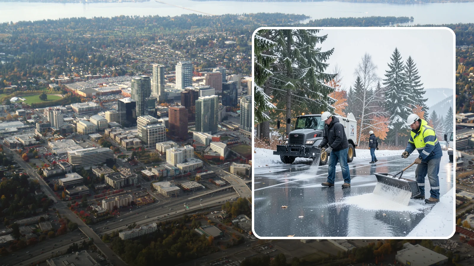 Fitness Center Deicing in Bellevue, King County, WA - Deicing for fitness centers and gyms, keeping entrances and parking paths safe for early-morning members arriving before dawn in...