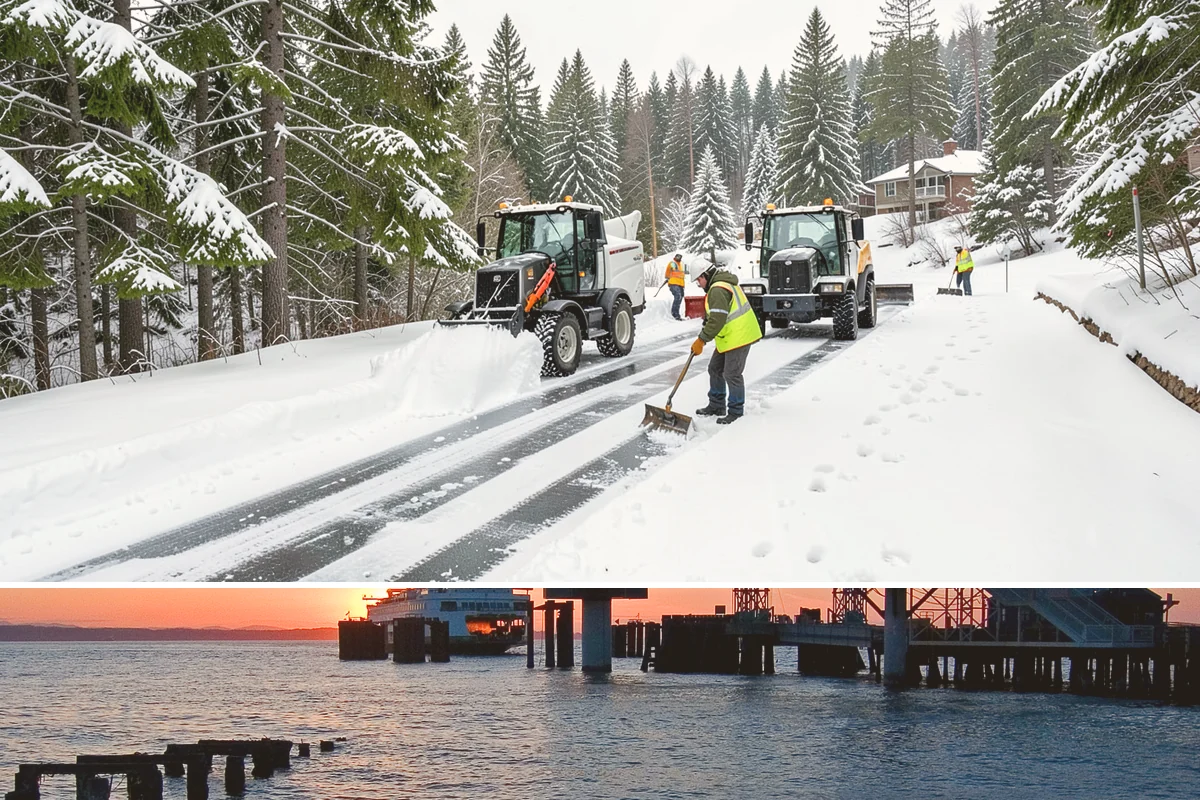 Fitness Center Deicing in Edmonds, Snohomish County, WA - Deicing runs the winter season, with pre-dawn readiness during freezing-rain events that catch early members off guard.