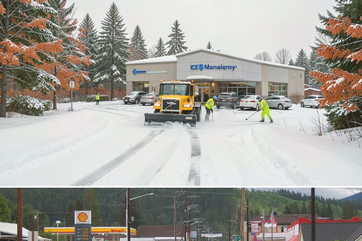 Fitness Center Deicing in Granite Falls, Snohomish County, WA - Deicing runs the winter season, with pre-dawn readiness during freezing-rain events that catch early members off guard.
