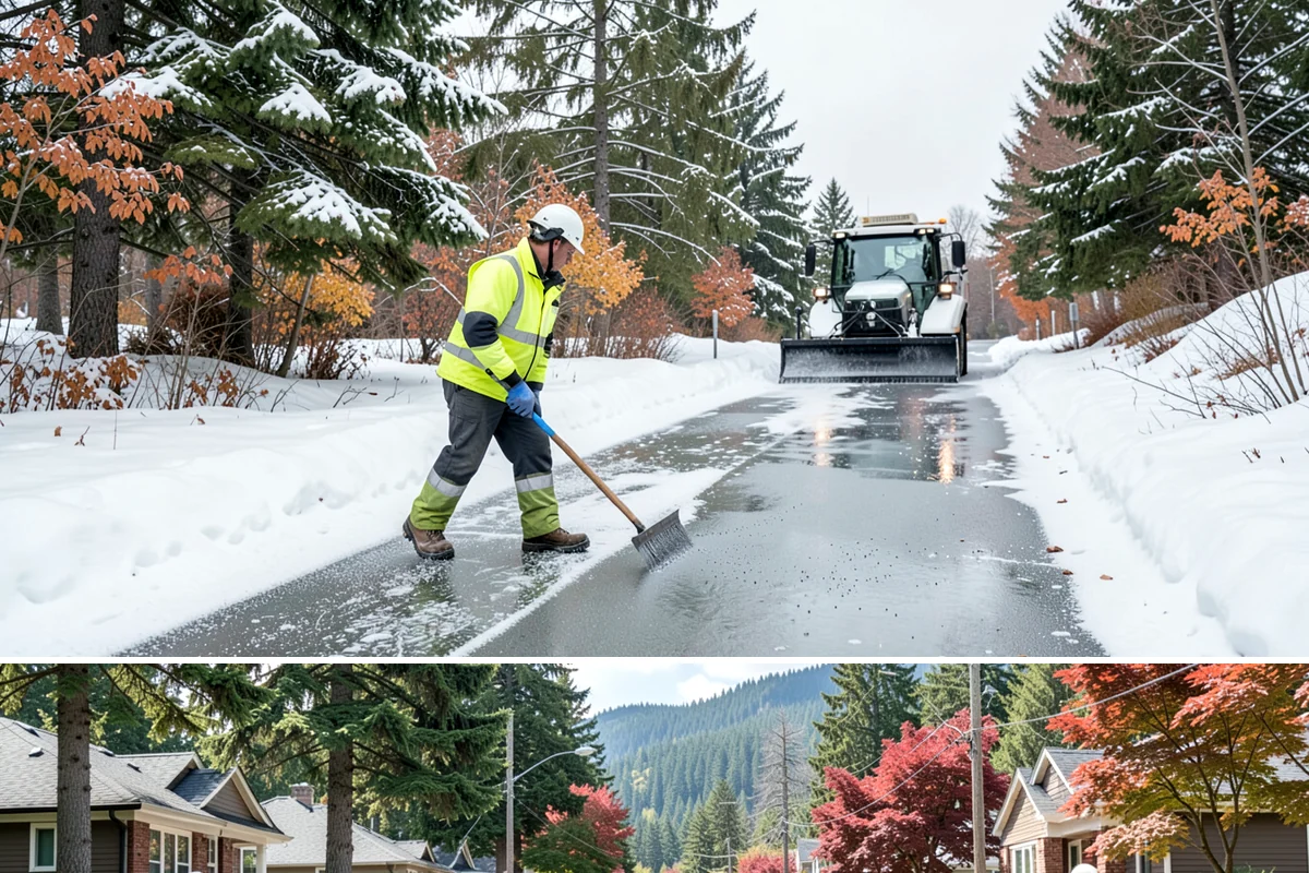 Fitness Center Deicing in Hunts Point, King County, WA - Deicing runs the winter season, with pre-dawn readiness during freezing-rain events that catch early members off guard.