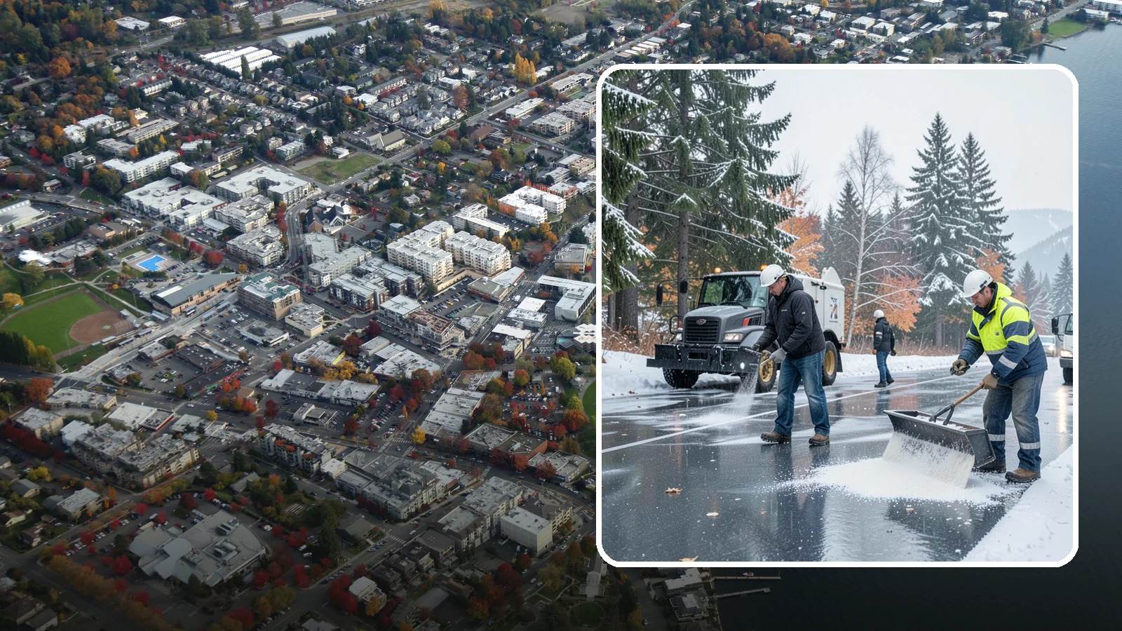 Fitness Center Deicing in Kirkland, King County, WA - Deicing for fitness centers and gyms, keeping entrances and parking paths safe for early-morning members arriving before dawn in...