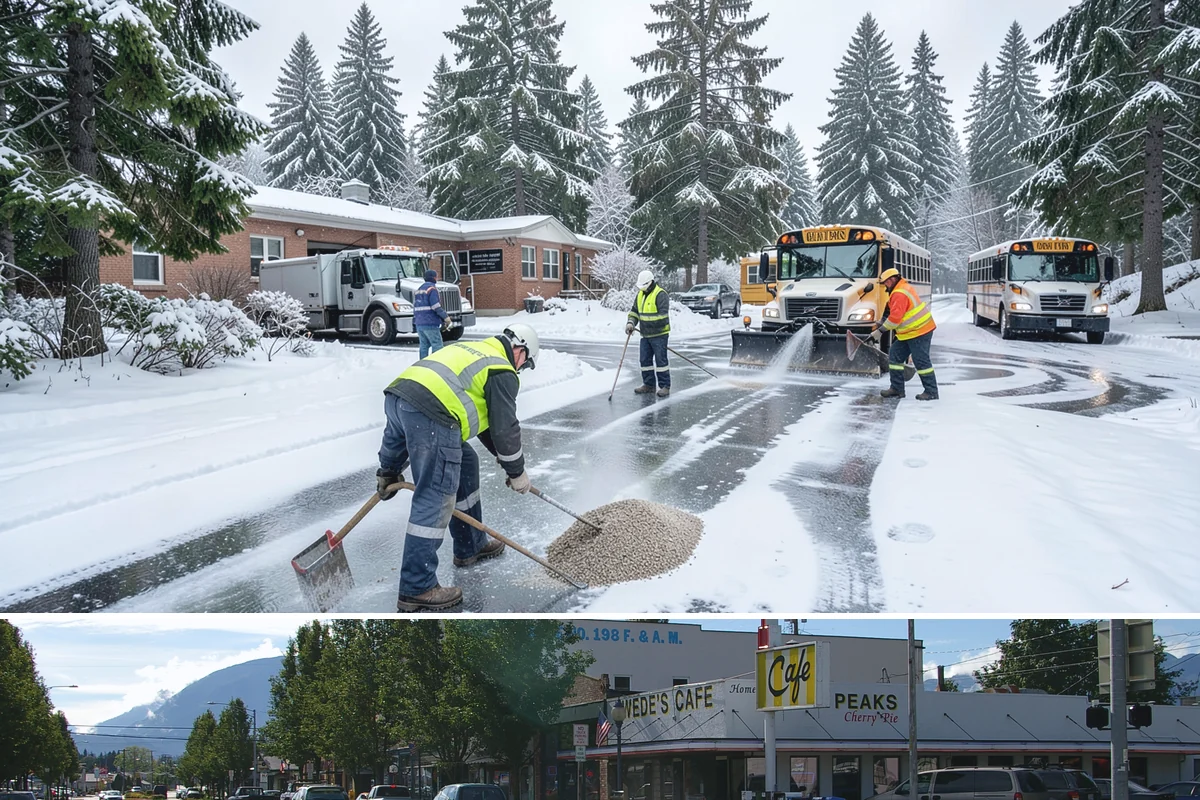 Fitness Center Deicing in North Bend, King County, WA - Deicing runs the winter season, with pre-dawn readiness during freezing-rain events that catch early members off guard.