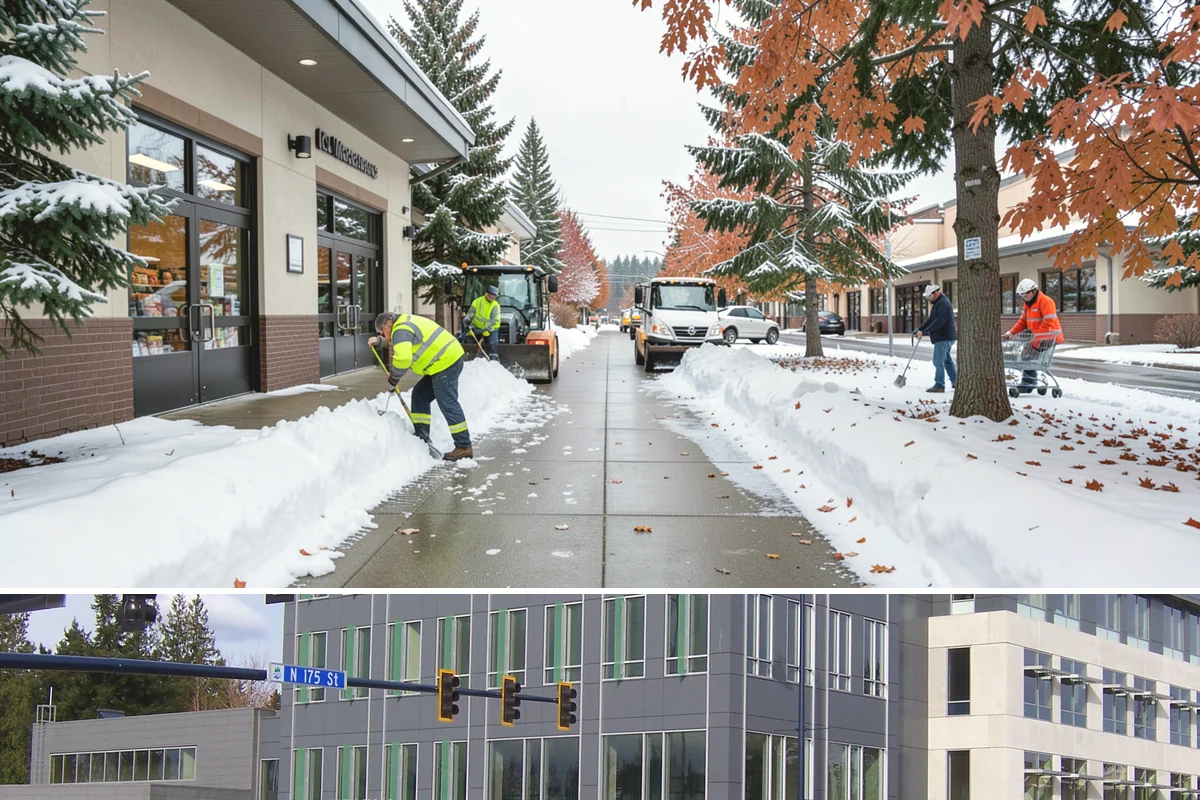 Fitness Center Deicing in Shoreline, King County, WA - Deicing runs the winter season, with pre-dawn readiness during freezing-rain events that catch early members off guard.