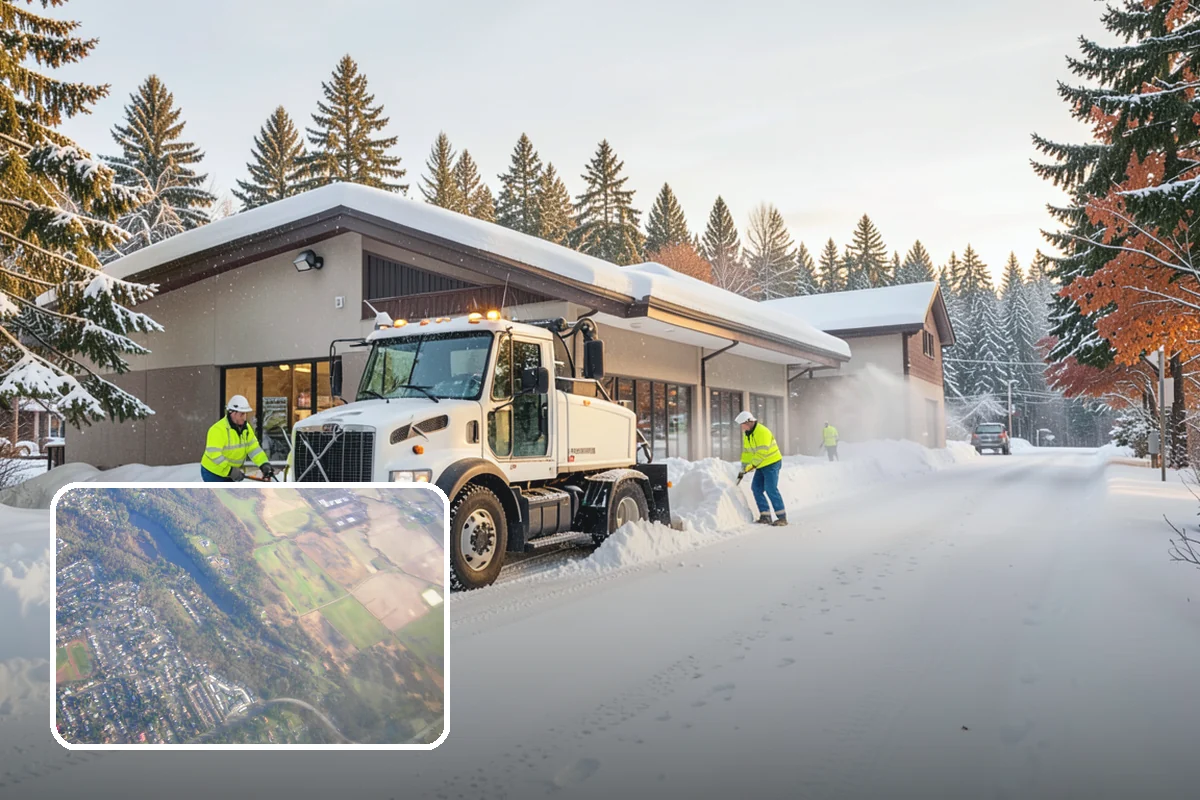 Fitness Center Parking Lot Snow Removal in Algona, King County, WA - Members reach the door safely for pre-dawn and evening workouts