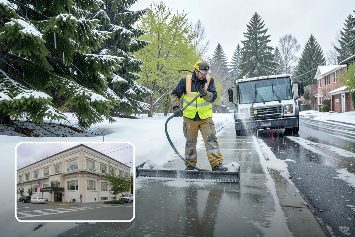 Fitness Center Parking Lot Snow Removal in Anacortes, Skagit County, WA - Members reach the door safely for pre-dawn and evening workouts