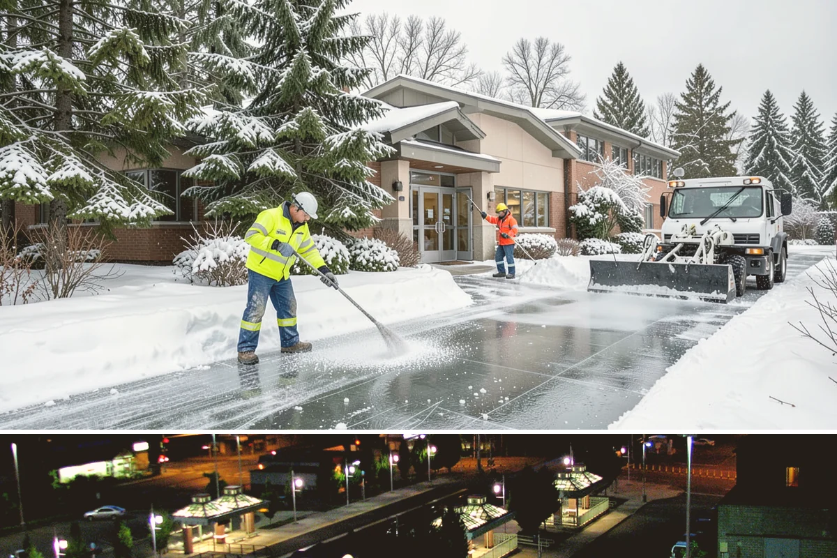 Fitness Center Parking Lot Snow Removal in Auburn, King County, WA - Fitness center lots in Western Washington face peak snow demand from December through February, when dark morning freezes meet...