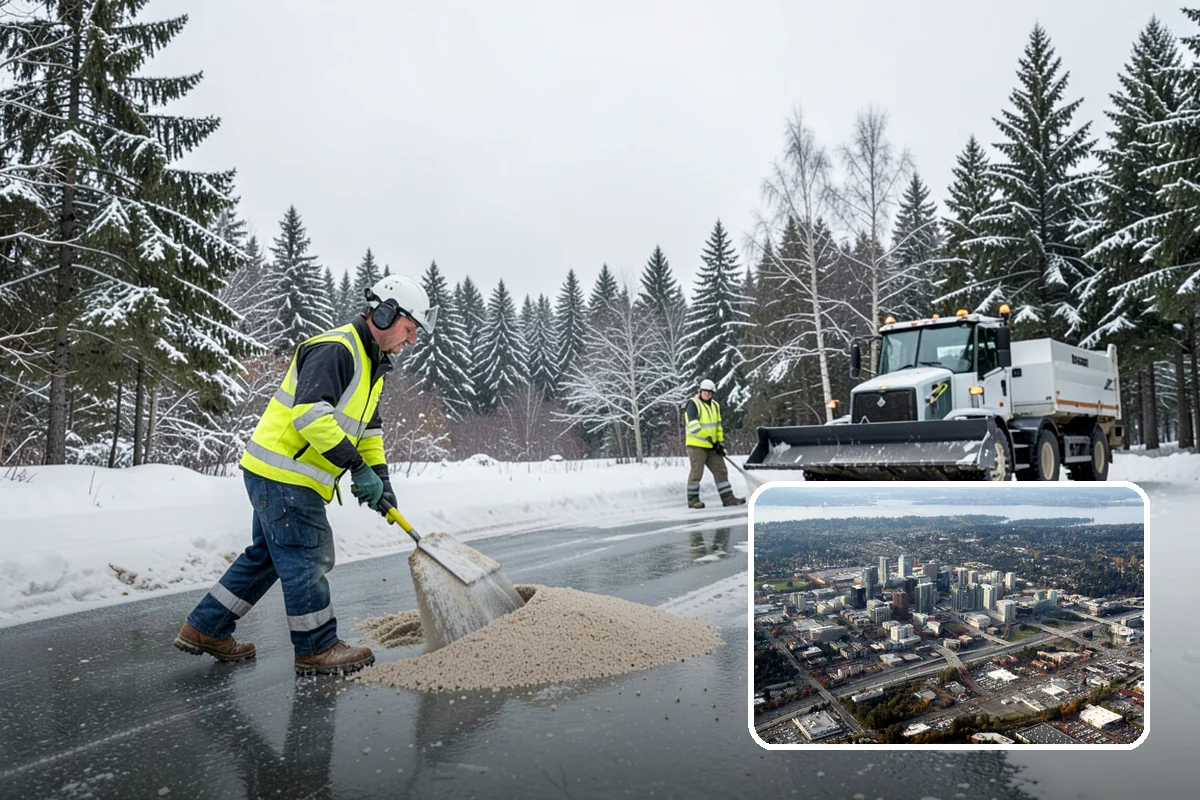 Fitness Center Parking Lot Snow Removal in Bellevue, King County, WA - Members reach the door safely for pre-dawn and evening workouts