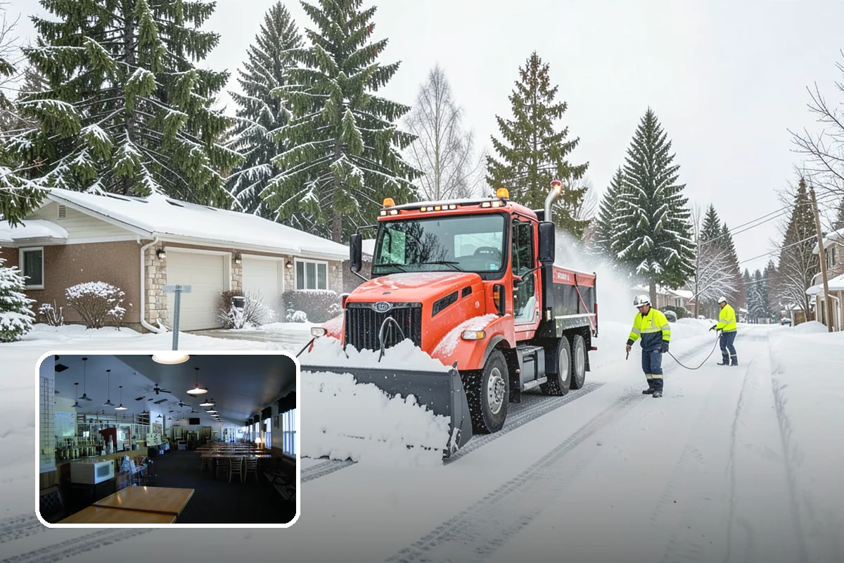 Fitness Center Parking Lot Snow Removal in Black Diamond, King County, WA - Members reach the door safely for pre-dawn and evening workouts