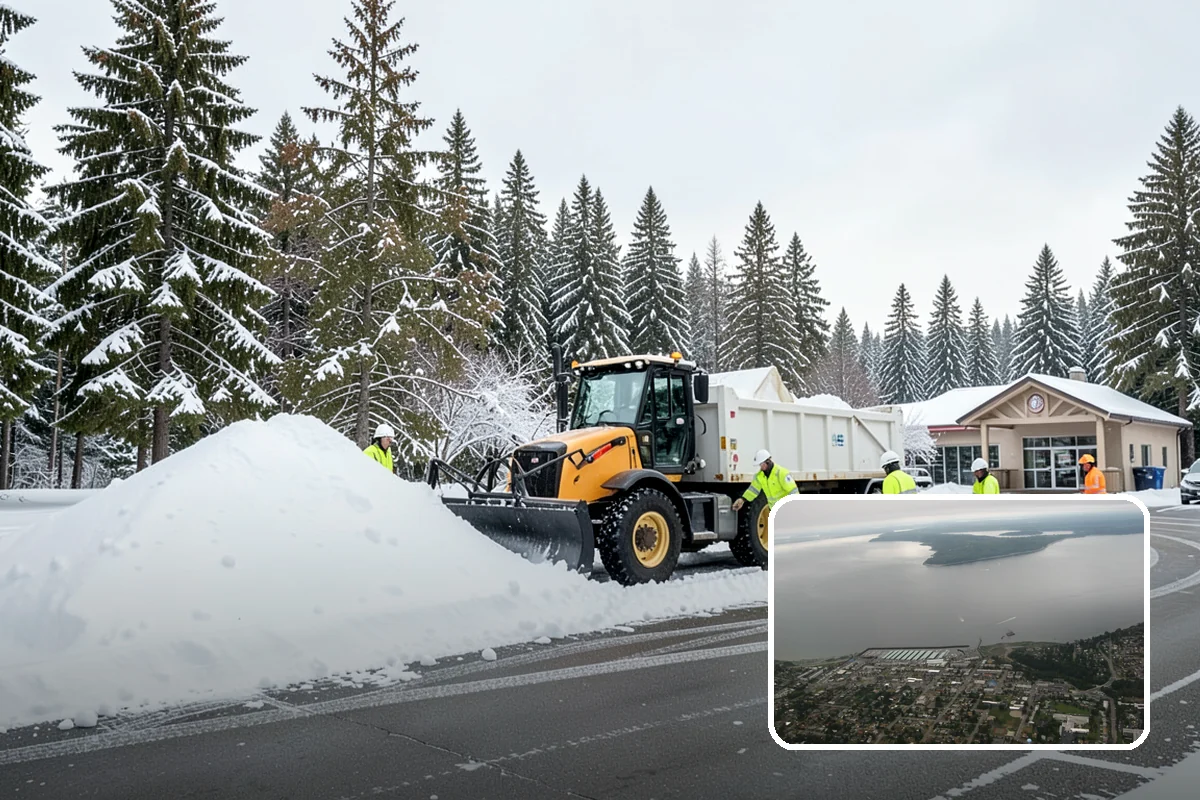 Fitness Center Parking Lot Snow Removal in Des Moines, King County, WA - Members reach the door safely for pre-dawn and evening workouts