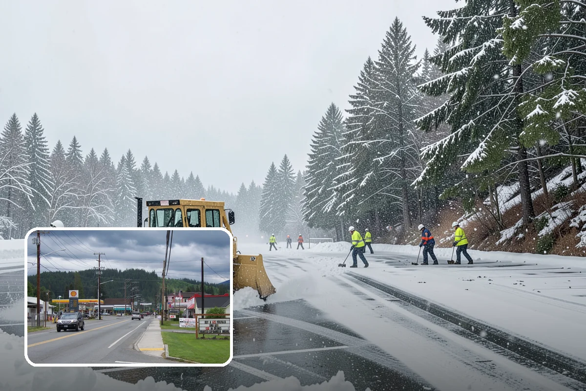 Fitness Center Parking Lot Snow Removal in Granite Falls, Snohomish County, WA - Members reach the door safely for pre-dawn and evening workouts