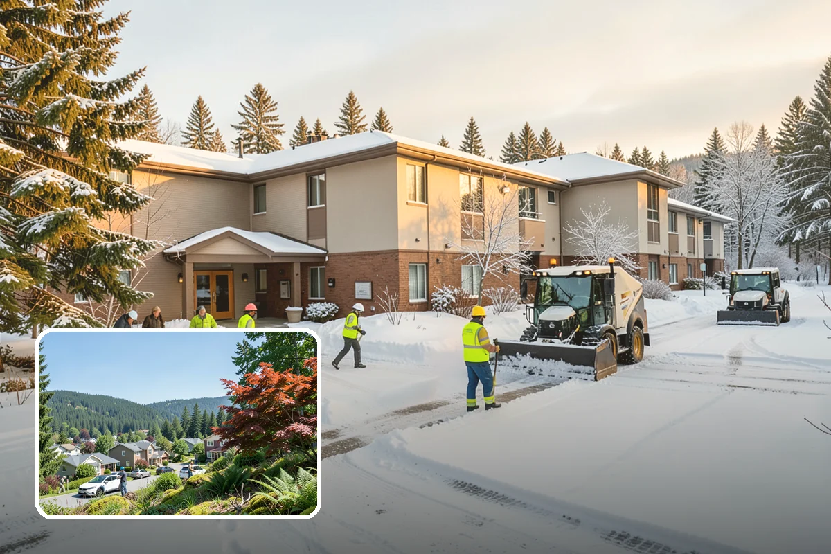 Fitness Center Parking Lot Snow Removal in Index, Snohomish County, WA - Members reach the door safely for pre-dawn and evening workouts