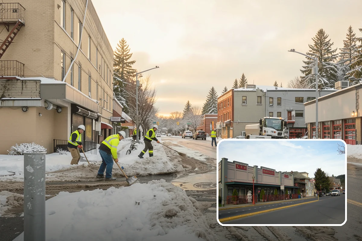 Fitness Center Parking Lot Snow Removal in Issaquah, King County, WA - Members reach the door safely for pre-dawn and evening workouts