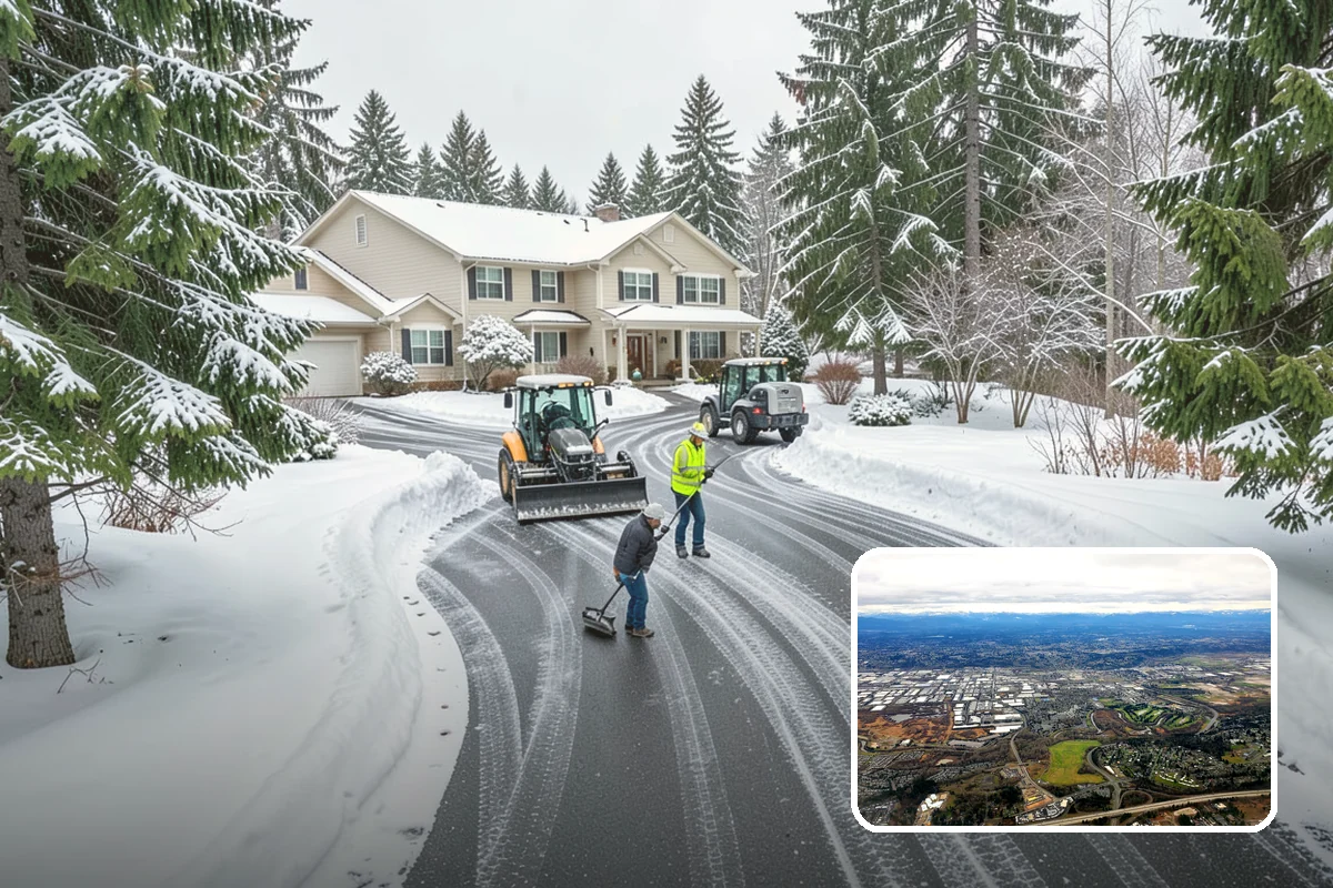 Fitness Center Parking Lot Snow Removal in Kent, King County, WA - Members reach the door safely for pre-dawn and evening workouts