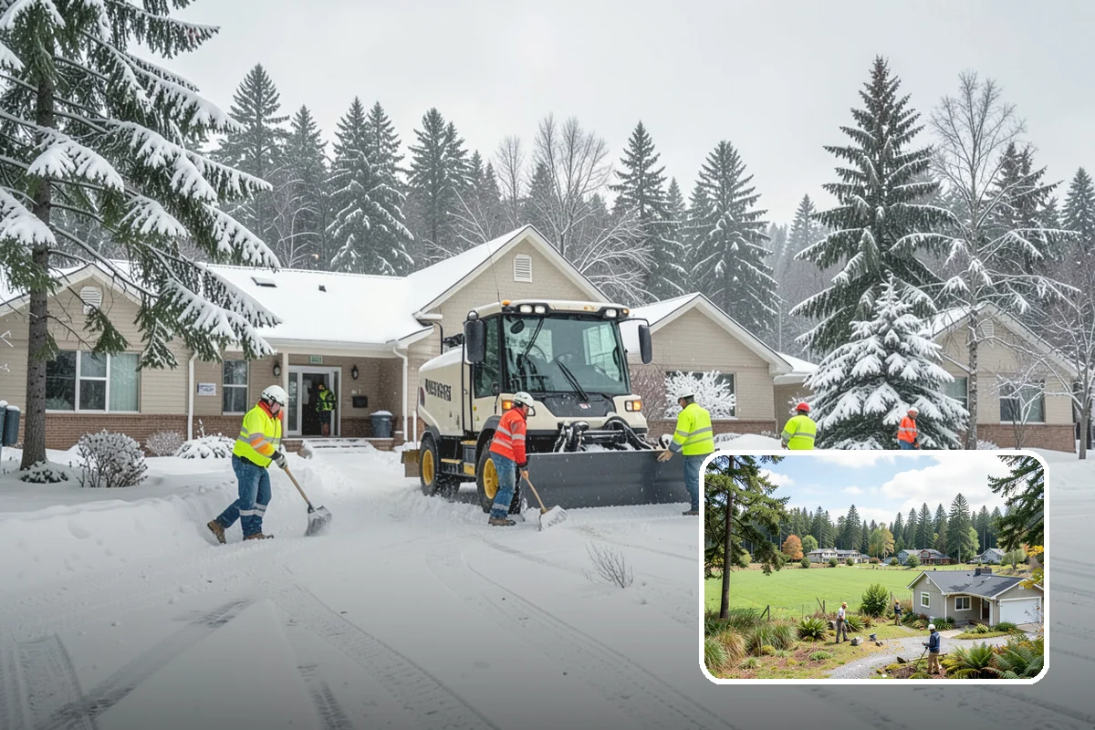 Fitness Center Parking Lot Snow Removal in Lyman, Skagit County, WA - Members reach the door safely for pre-dawn and evening workouts