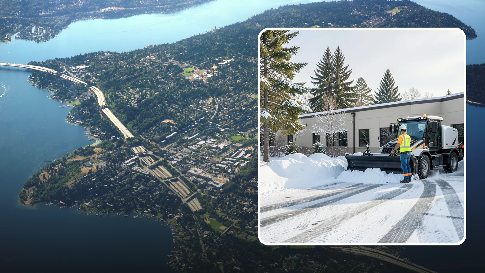 Fitness Center Parking Lot Snow Removal in Mercer Island, King County, WA - We clear fitness center lots before dawn so Western Washington members can work out safely through winter.