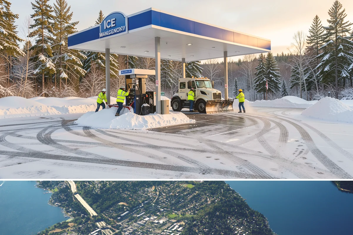 Fitness Center Parking Lot Snow Removal in Mercer Island, King County, WA - Fitness center lots in Western Washington face peak snow demand from December through February, when dark morning freezes meet...