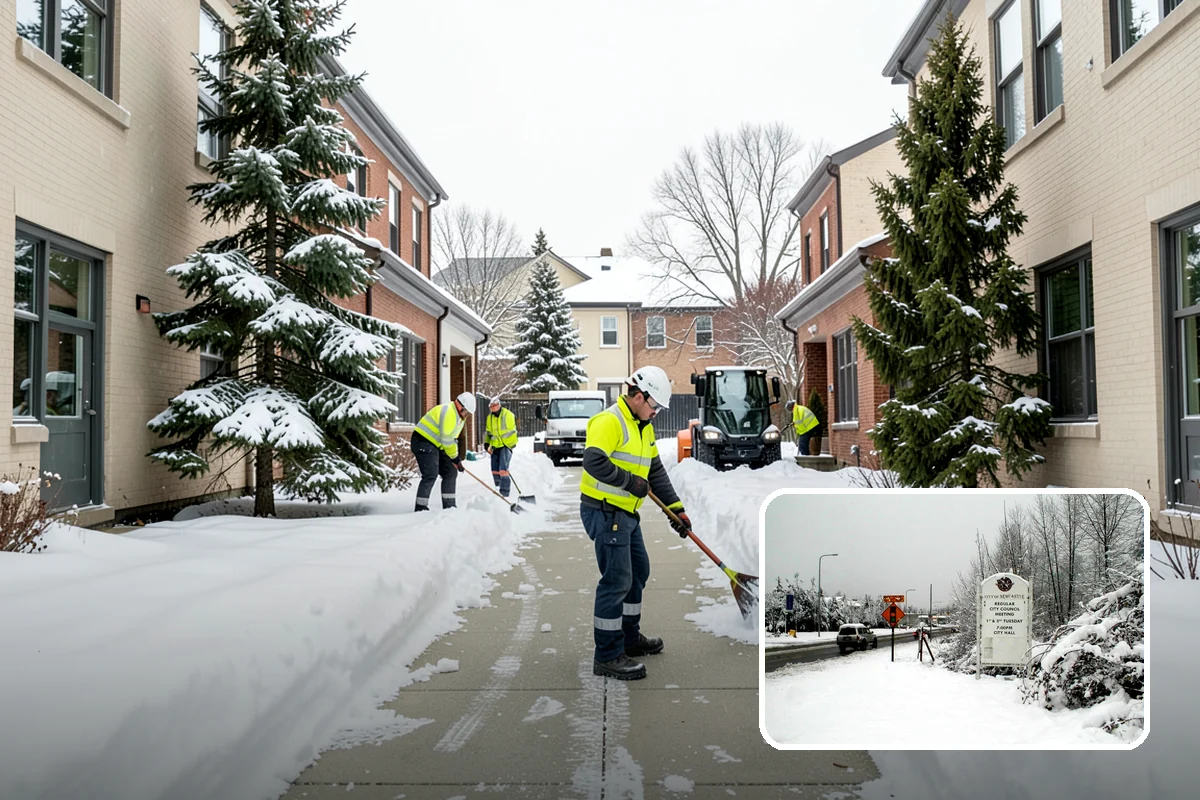 Fitness Center Parking Lot Snow Removal in Newcastle, King County, WA - Members reach the door safely for pre-dawn and evening workouts
