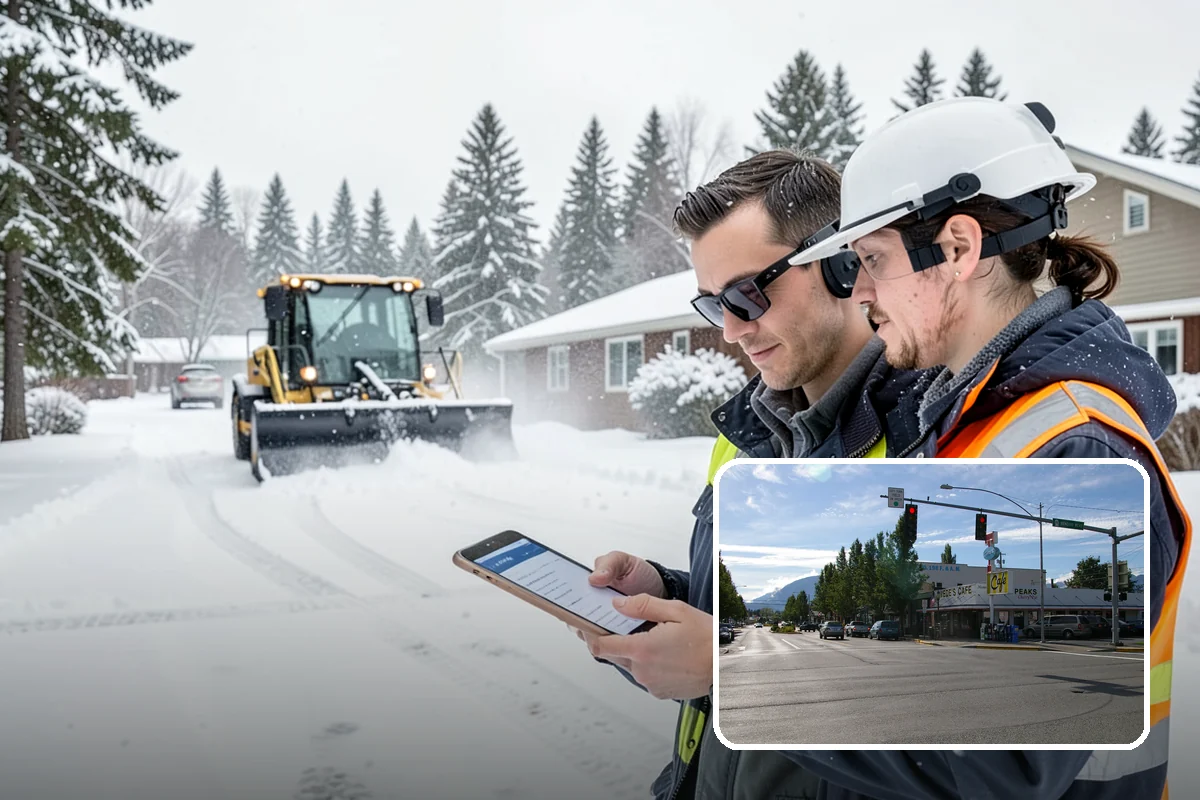 Fitness Center Parking Lot Snow Removal in North Bend, King County, WA - Members reach the door safely for pre-dawn and evening workouts