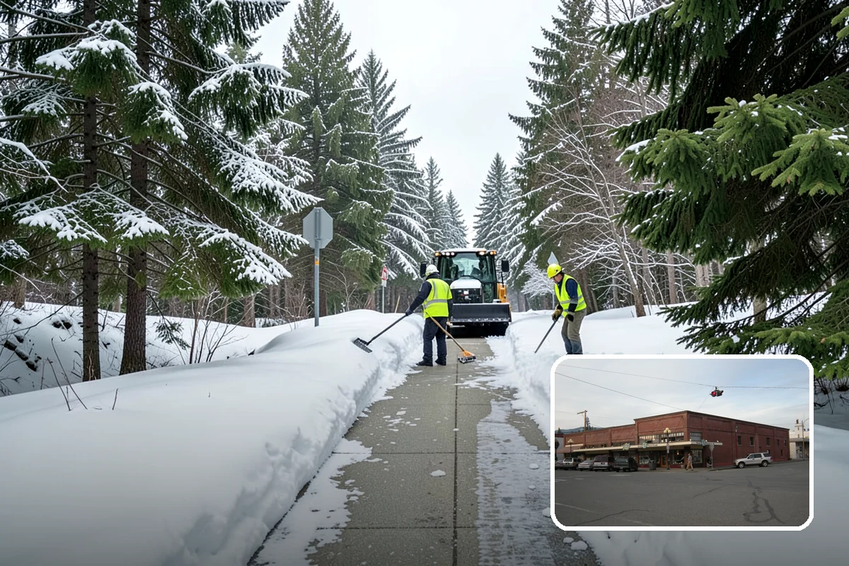 Fitness Center Parking Lot Snow Removal in Sedro-Woolley, Skagit County, WA - Members reach the door safely for pre-dawn and evening workouts