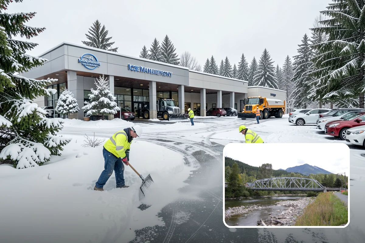 Fitness Center Parking Lot Snow Removal in Skykomish, King County, WA - Members reach the door safely for pre-dawn and evening workouts