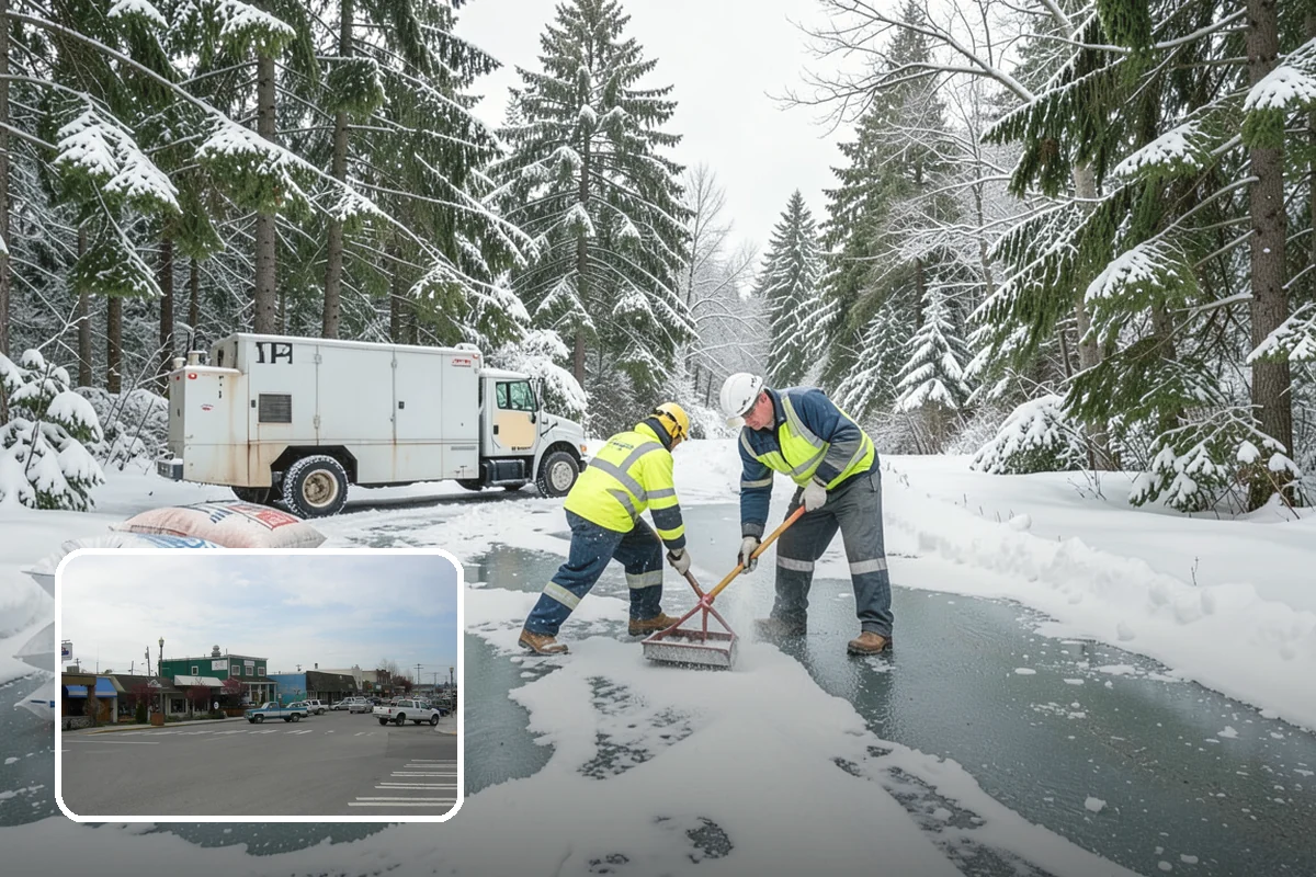 Fitness Center Parking Lot Snow Removal in Stanwood, Snohomish County, WA - Members reach the door safely for pre-dawn and evening workouts