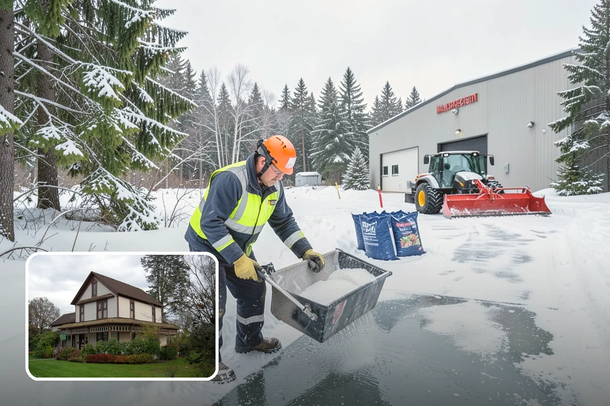 Fitness Center Parking Lot Snow Removal in Sumner, Pierce County, WA - Members reach the door safely for pre-dawn and evening workouts
