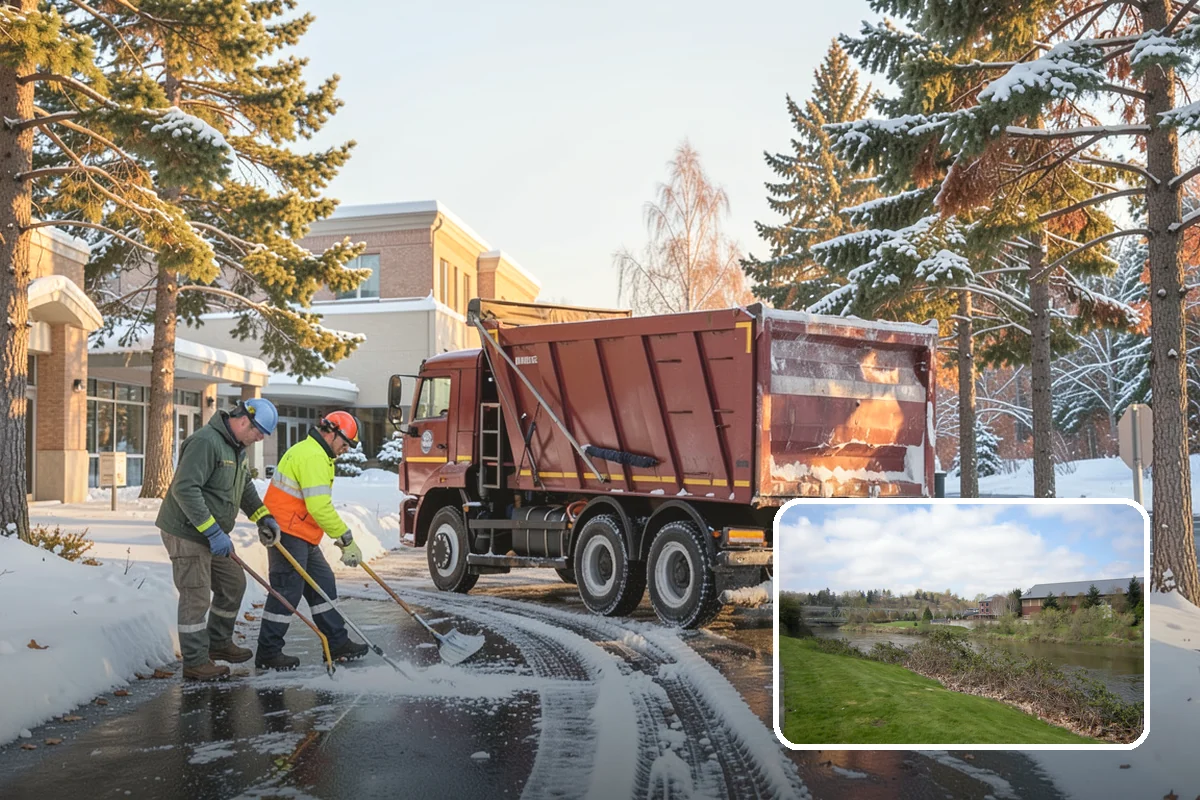 Fitness Center Parking Lot Snow Removal in Tukwila, King County, WA - Members reach the door safely for pre-dawn and evening workouts
