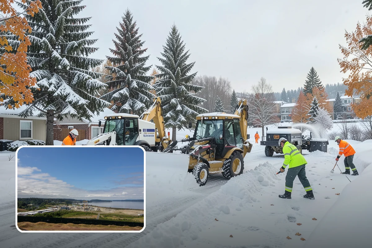 Fitness Center Parking Lot Snow Removal in University Place, Pierce County, WA - Members reach the door safely for pre-dawn and evening workouts