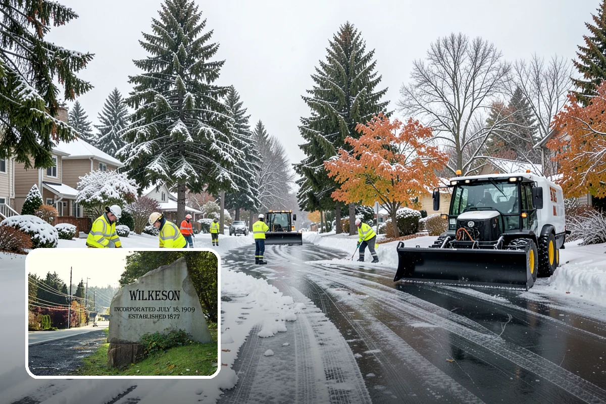 Fitness Center Parking Lot Snow Removal in Wilkeson, Pierce County, WA - Members reach the door safely for pre-dawn and evening workouts