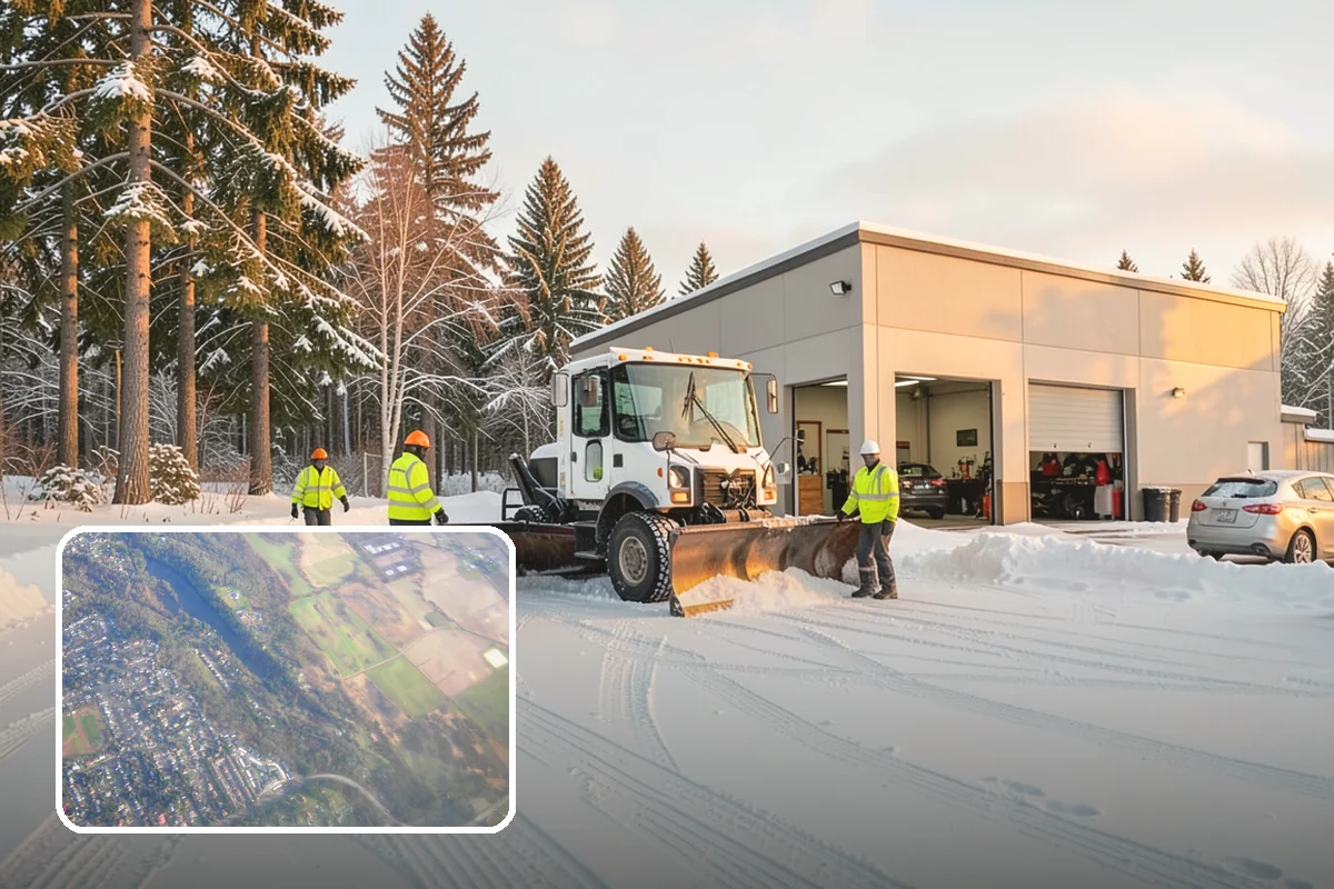 Fitness Center Sidewalk Clearing in Algona, King County, WA - Entrance cleared before the pre-dawn member rush