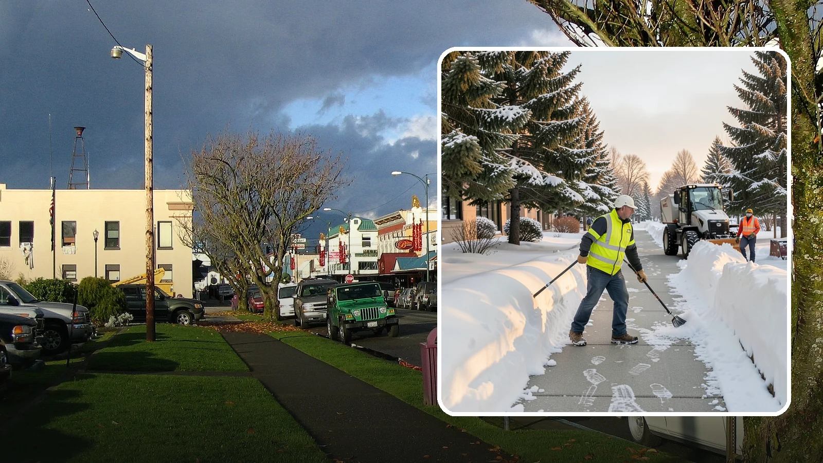 Fitness Center Sidewalk Clearing in Arlington, Snohomish County, WA - Early-hours entrance sidewalk clearing for Western Washington fitness centers, keeping the walk safe for members arriving before...