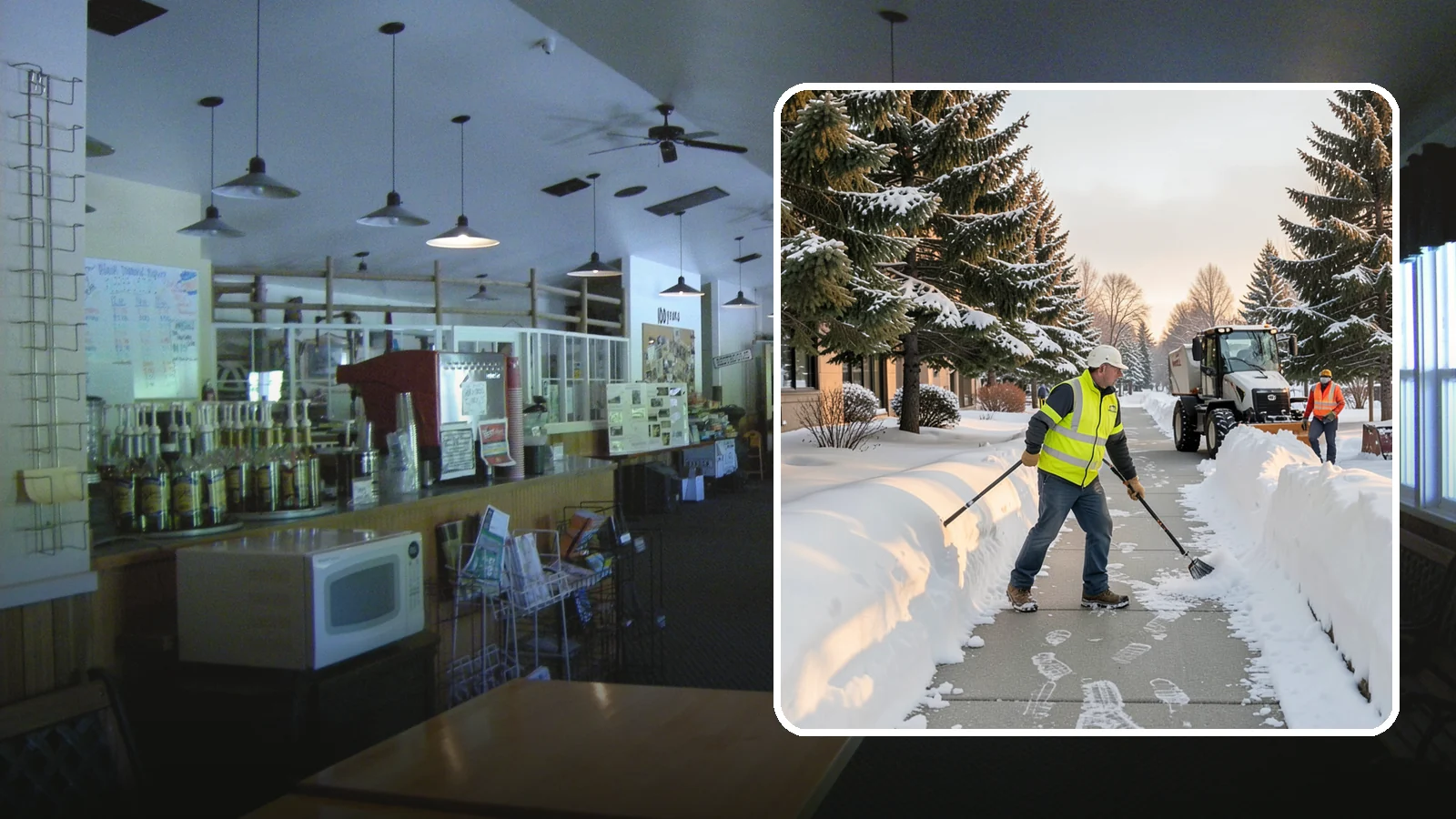 Fitness Center Sidewalk Clearing in Black Diamond, King County, WA - Early-hours entrance sidewalk clearing for Western Washington fitness centers, keeping the walk safe for members arriving before...