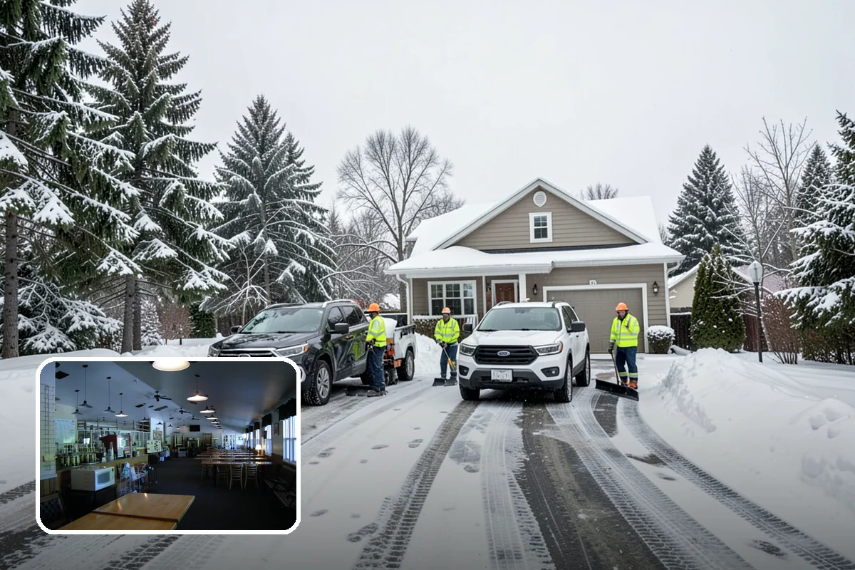 Fitness Center Sidewalk Clearing in Black Diamond, King County, WA - Entrance cleared before the pre-dawn member rush