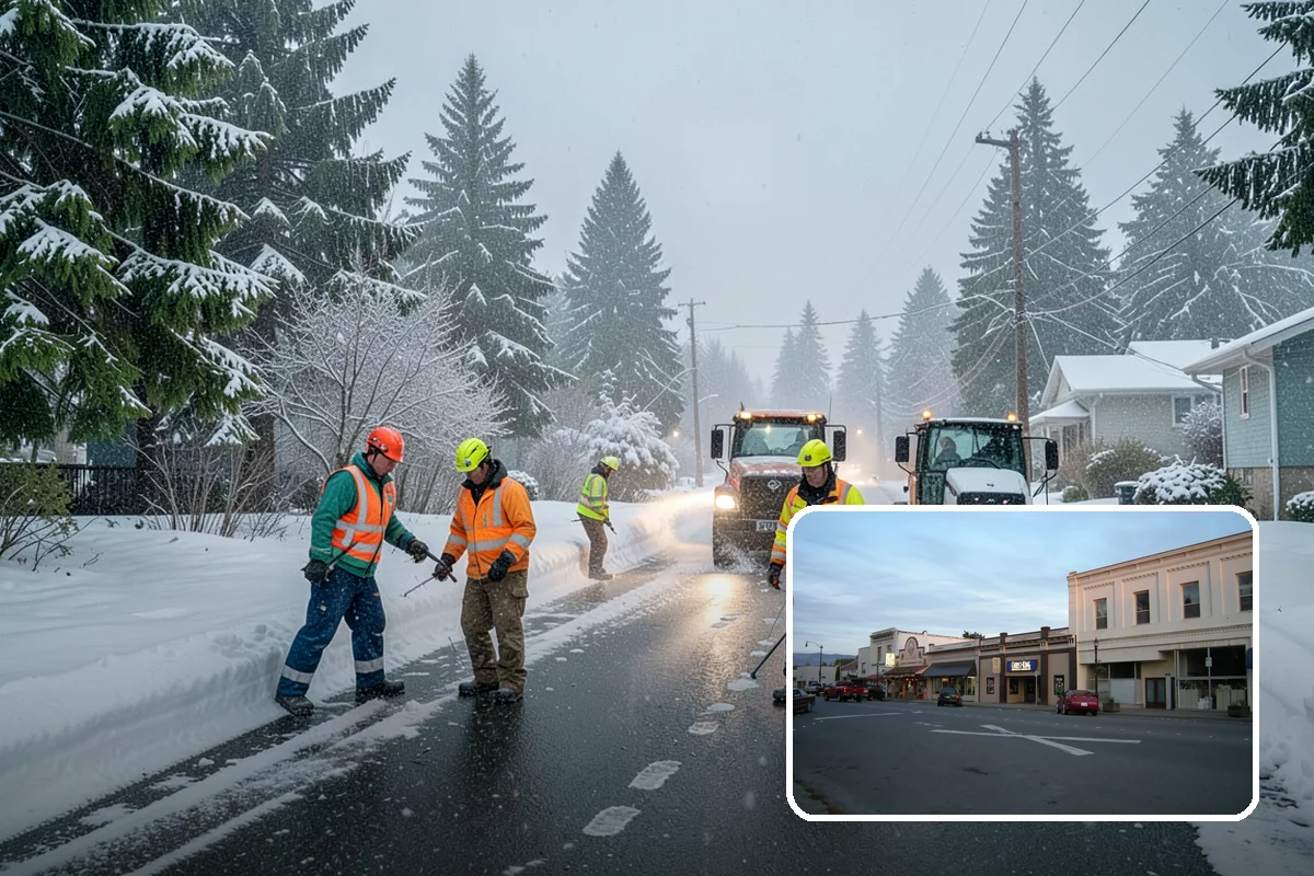 Fitness Center Sidewalk Clearing in Burlington, Skagit County, WA - Entrance cleared before the pre-dawn member rush