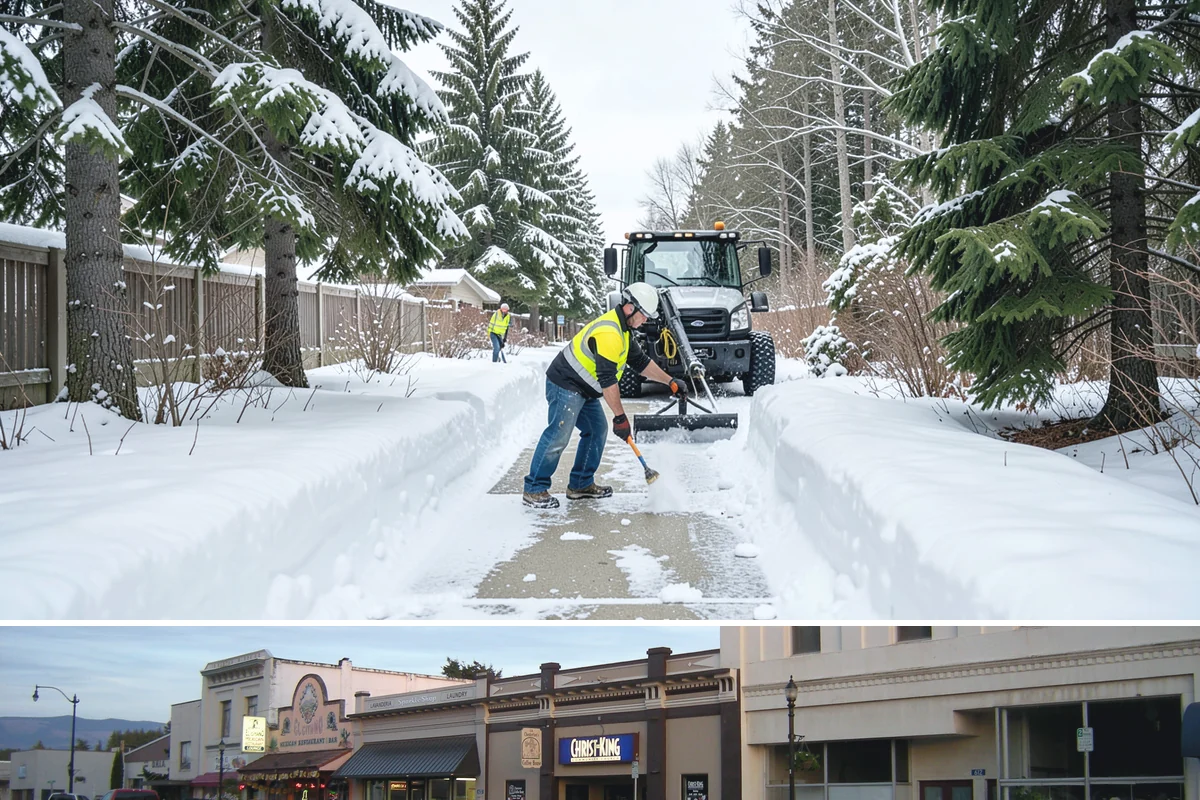 Fitness Center Sidewalk Clearing in Burlington, Skagit County, WA - Fitness center demand peaks from December through February, when pre-dawn arrivals meet the coldest, most glazed walks of the day.