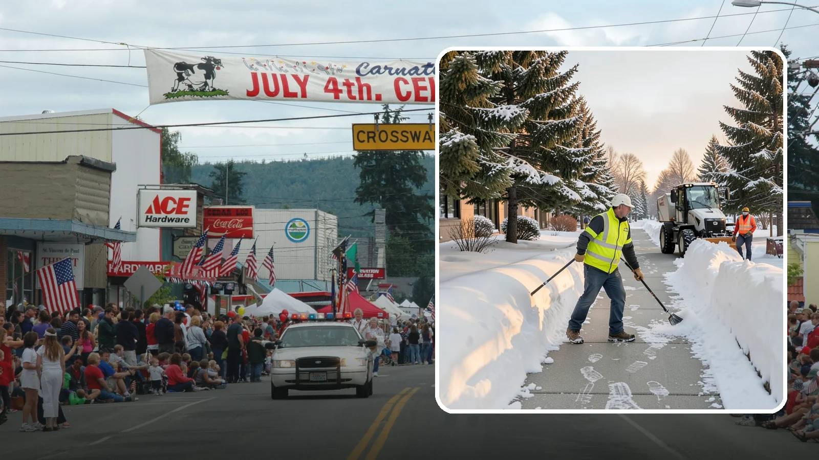 Fitness Center Sidewalk Clearing in Carnation, King County, WA - Early-hours entrance sidewalk clearing for Western Washington fitness centers, keeping the walk safe for members arriving before...