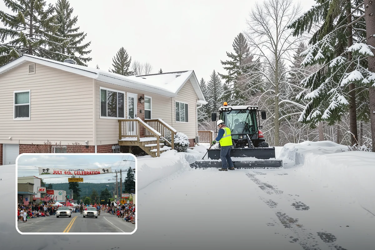 Fitness Center Sidewalk Clearing in Carnation, King County, WA - Entrance cleared before the pre-dawn member rush