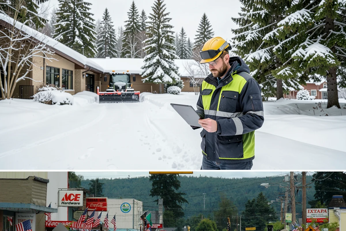 Fitness Center Sidewalk Clearing in Carnation, King County, WA - Fitness center demand peaks from December through February, when pre-dawn arrivals meet the coldest, most glazed walks of the day.