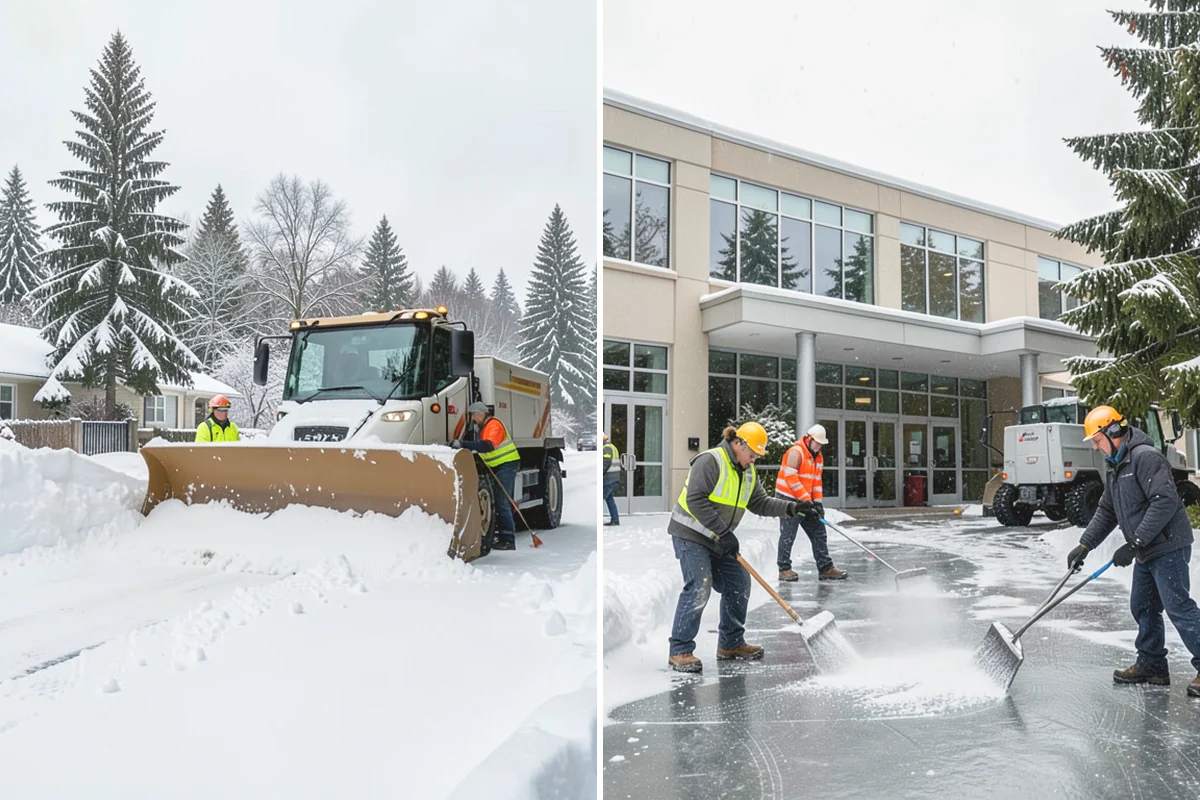 Fitness Center Sidewalk Clearing in Covington, King County, WA - Clear the entrance and approach before the earliest opening