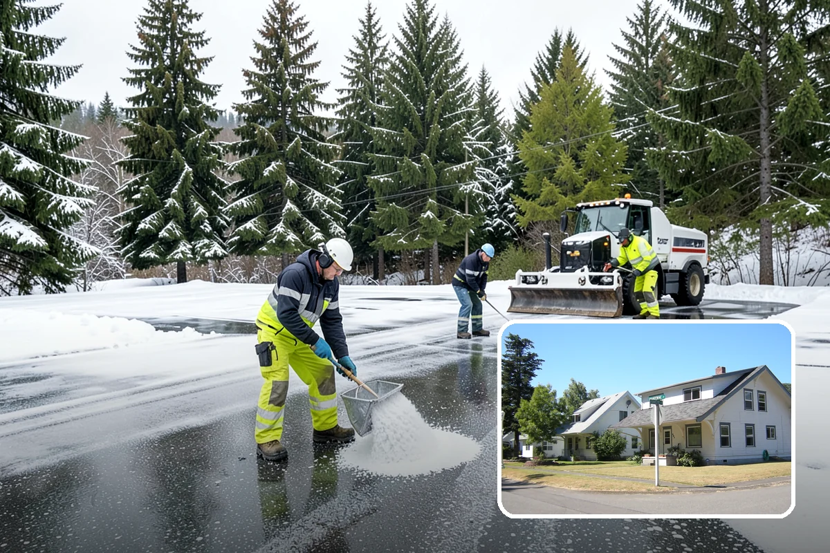 Fitness Center Sidewalk Clearing in DuPont, Pierce County, WA - Entrance cleared before the pre-dawn member rush