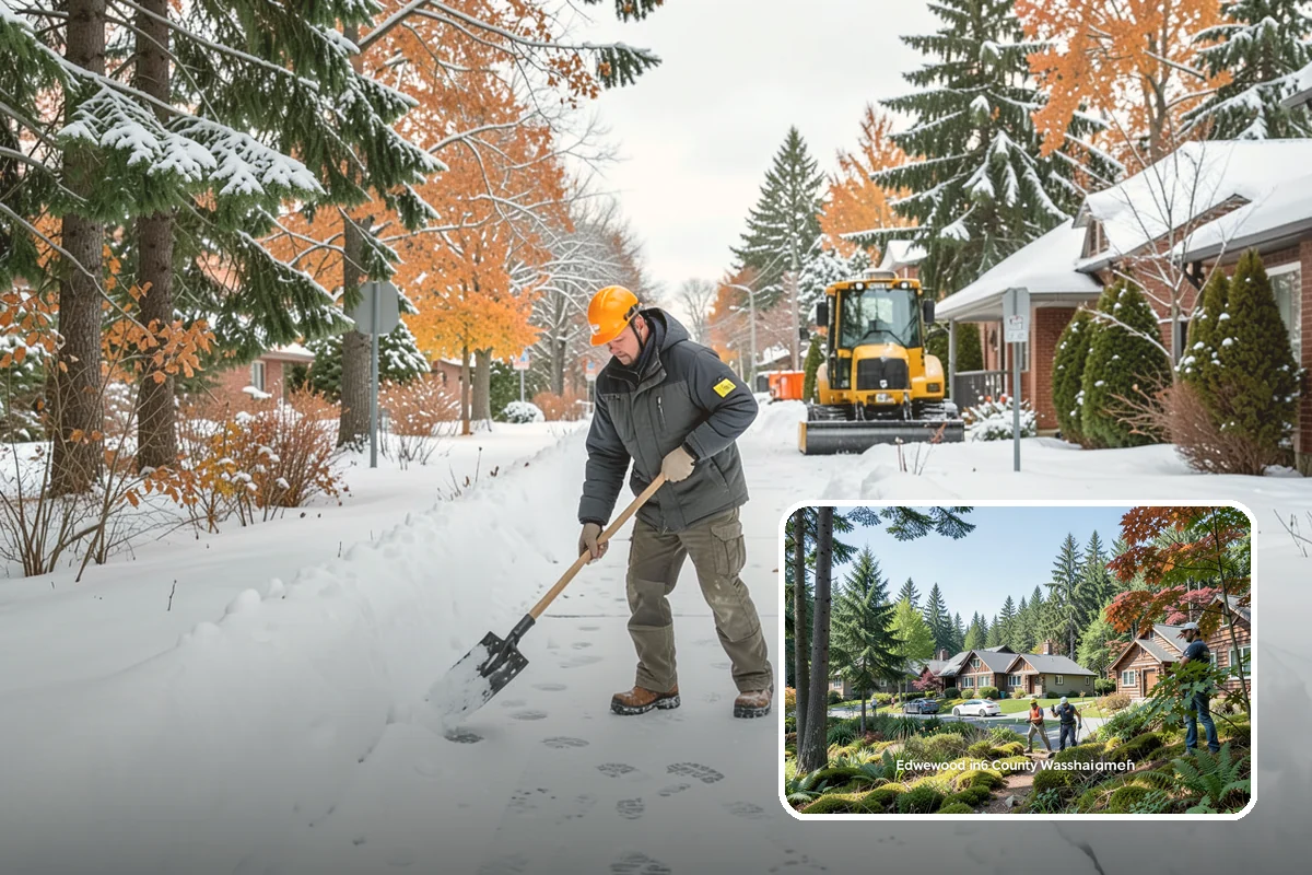 Fitness Center Sidewalk Clearing in Edgewood, Pierce County, WA - Entrance cleared before the pre-dawn member rush