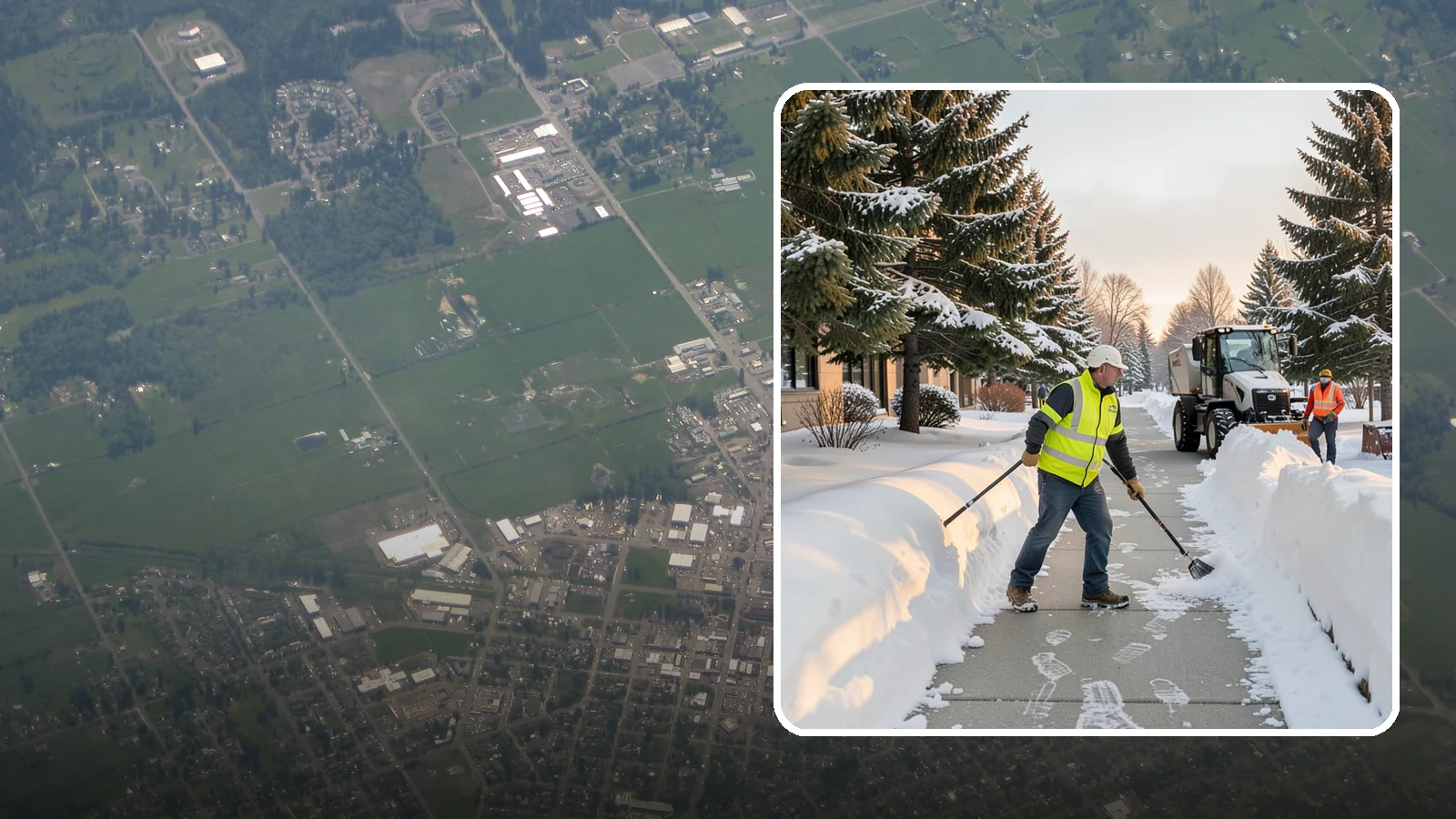 Fitness Center Sidewalk Clearing in Enumclaw, King County, WA - Early-hours entrance sidewalk clearing for Western Washington fitness centers, keeping the walk safe for members arriving before...