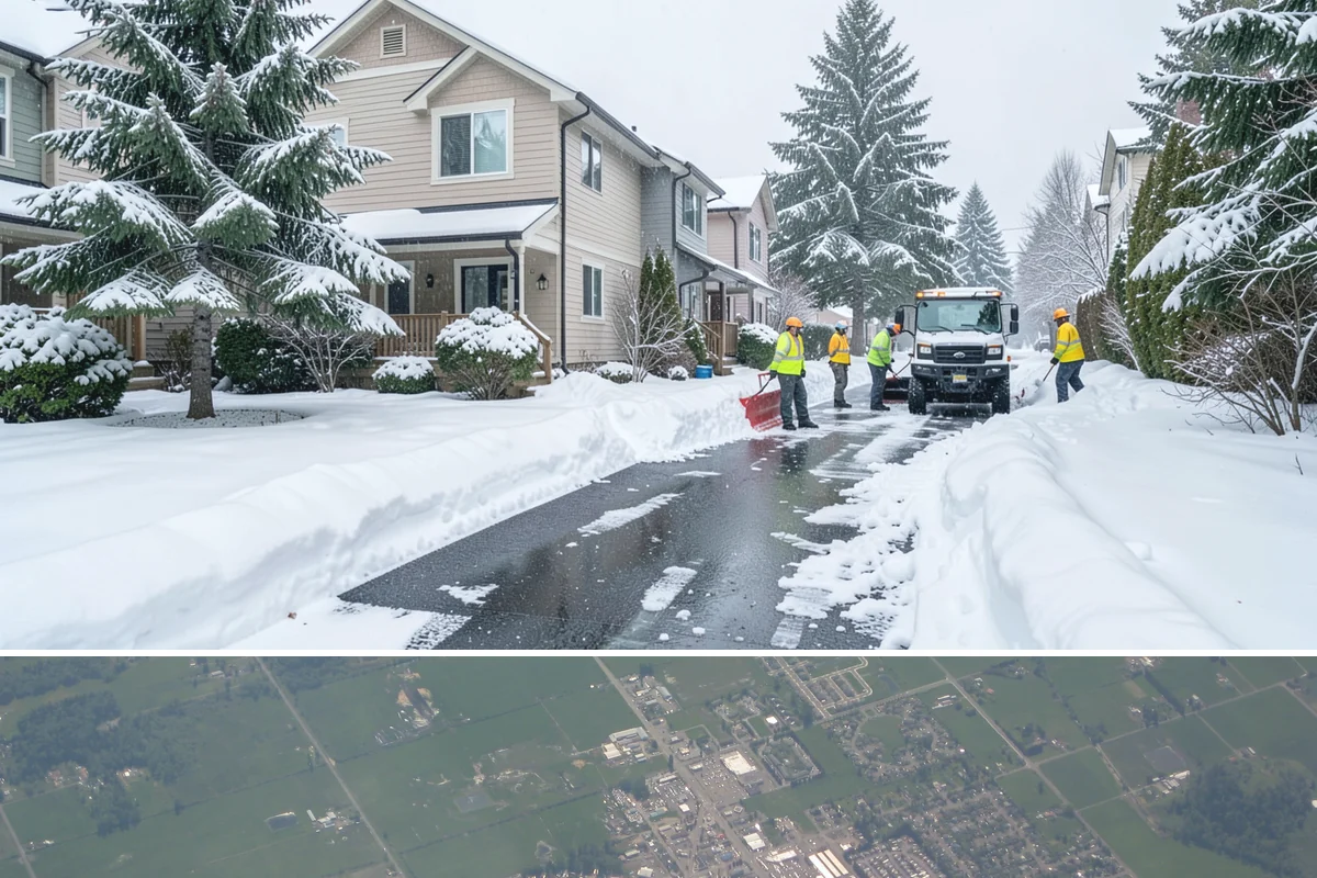 Fitness Center Sidewalk Clearing in Enumclaw, King County, WA - Fitness center demand peaks from December through February, when pre-dawn arrivals meet the coldest, most glazed walks of the day.
