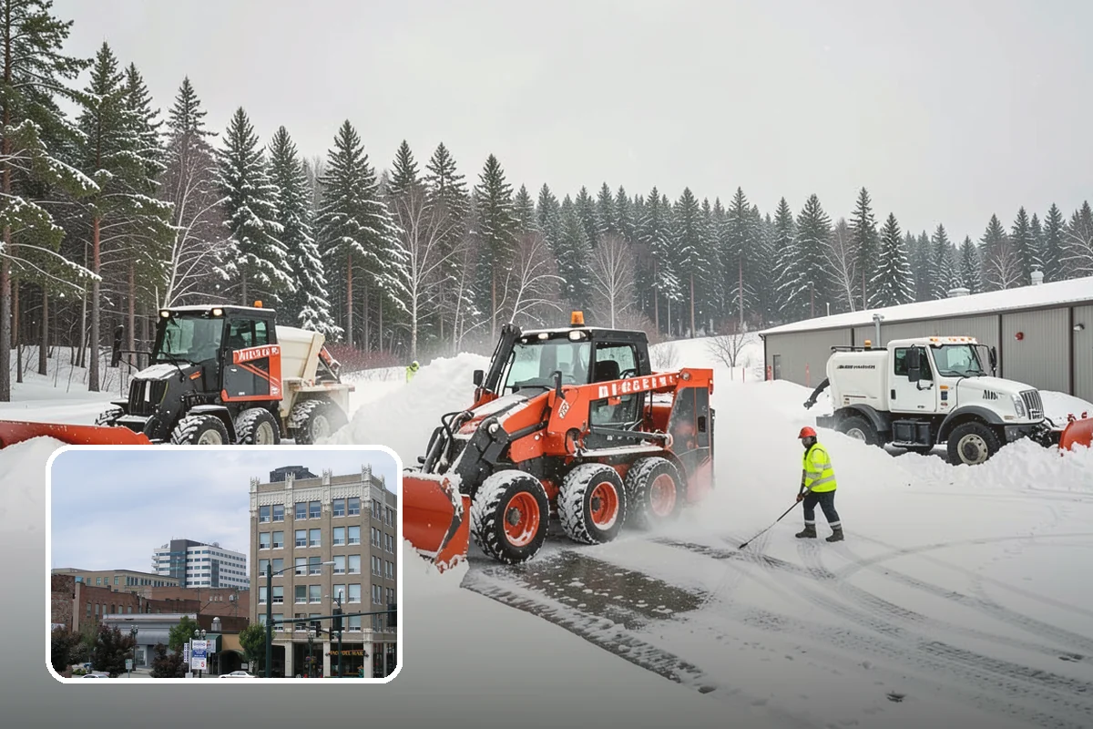 Fitness Center Sidewalk Clearing in Everett, Snohomish County, WA - Entrance cleared before the pre-dawn member rush