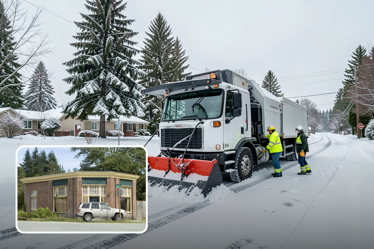 Fitness Center Sidewalk Clearing in Hamilton, Skagit County, WA - Entrance cleared before the pre-dawn member rush