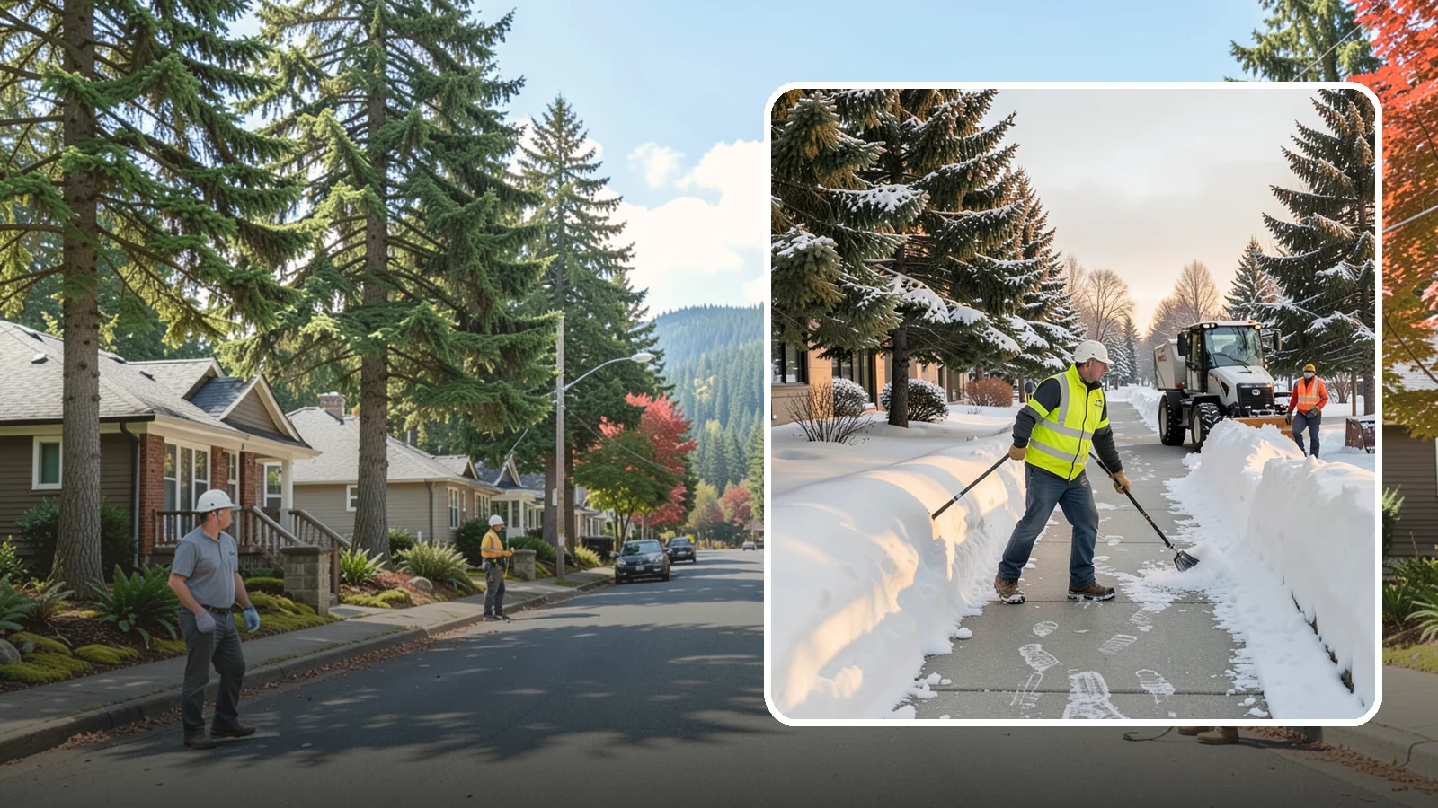 Fitness Center Sidewalk Clearing in Hunts Point, King County, WA - Early-hours entrance sidewalk clearing for Western Washington fitness centers, keeping the walk safe for members arriving before...
