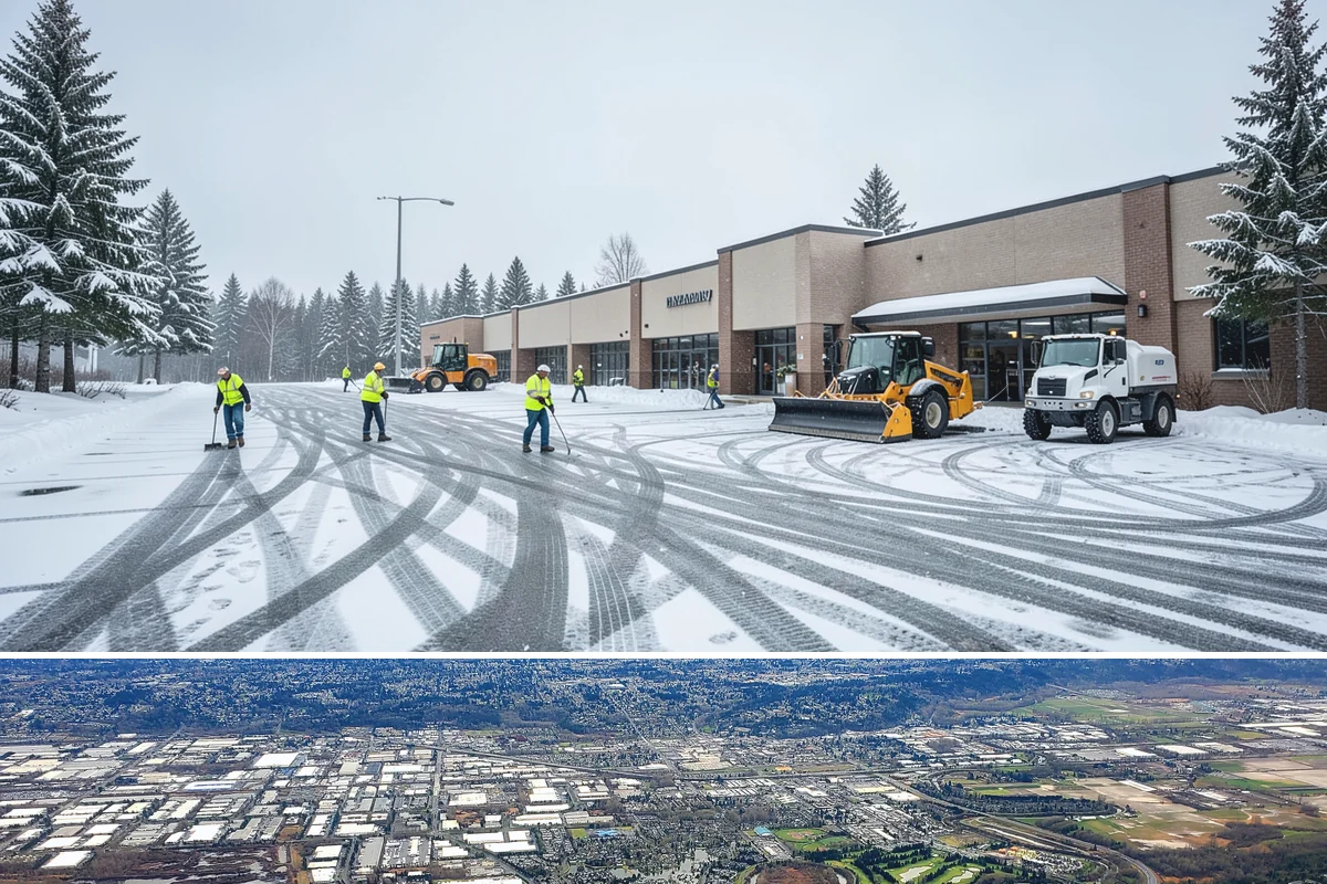 Fitness Center Sidewalk Clearing in Kent, King County, WA - Fitness center demand peaks from December through February, when pre-dawn arrivals meet the coldest, most glazed walks of the day.